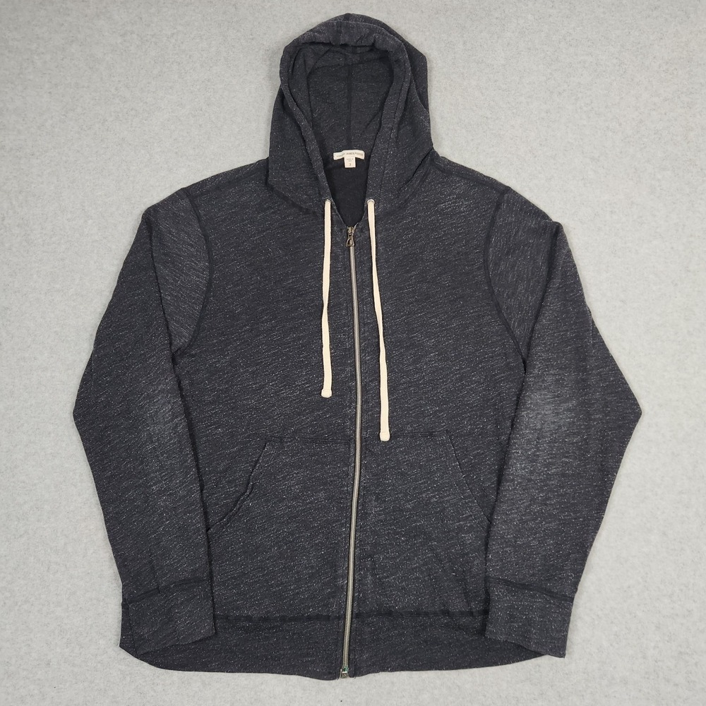 James Perse Hoodie Mens Size 3 Large Black Dark Gray Full Zip Made In USA